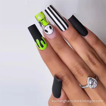 2022 new arrives Halloween nail matte polished European style 24 pcs long fake nails press on nail